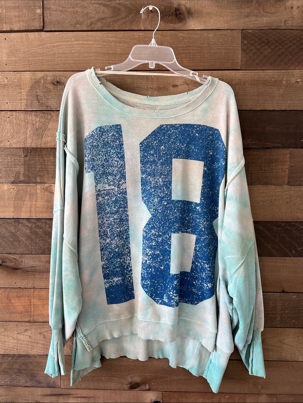 NWOT Free People We The Free Women's 18 Graphic Camden Pullover in Tie Dye Sz XL
